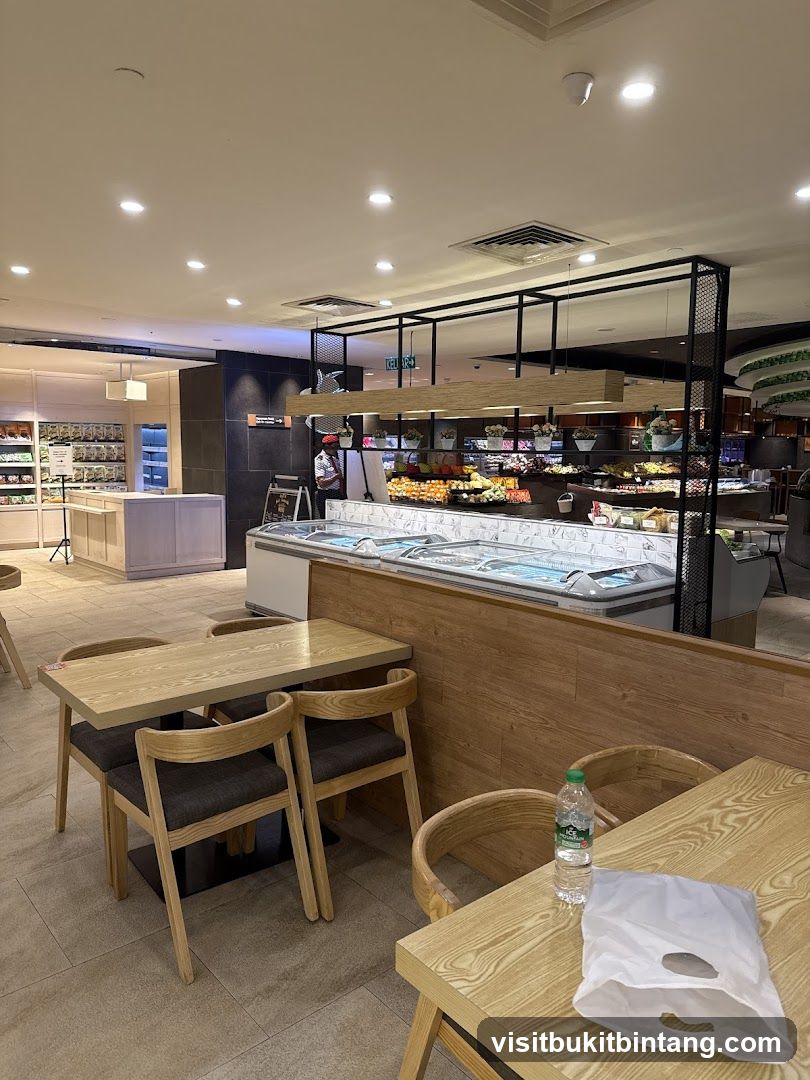 Supermarket Interior with Seating Area