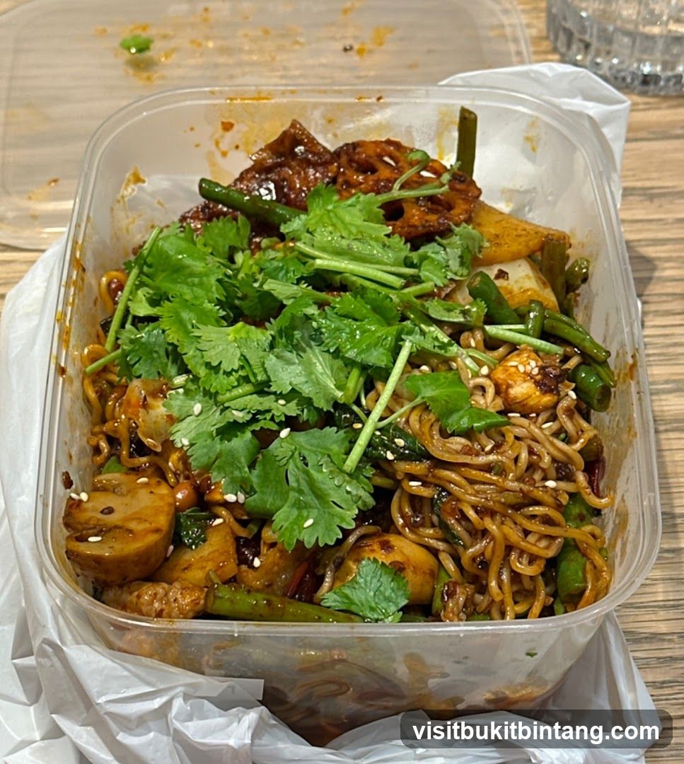Spicy Noodles with Vegetables and Meat