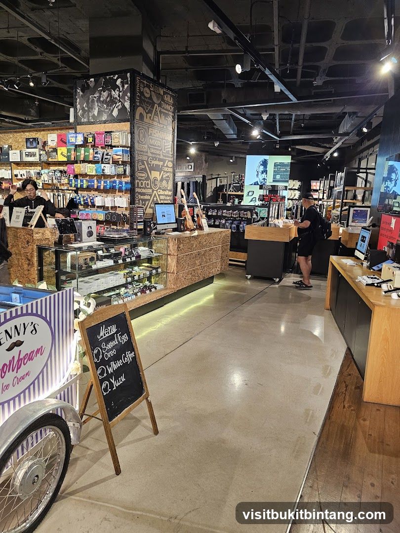 Music Store Interior with Ice Cream Cart