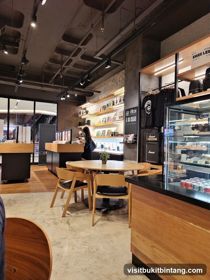 Interior of a cafe with merchandise