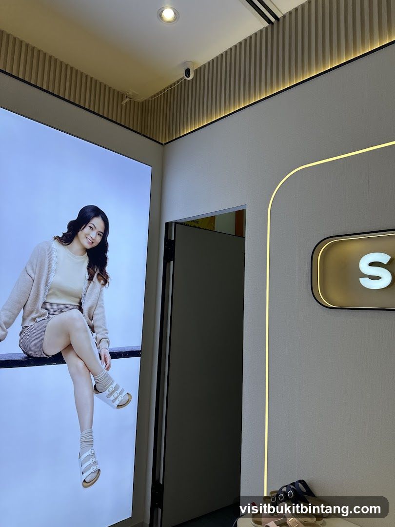 Store Interior with Advertisement and Footwear Display