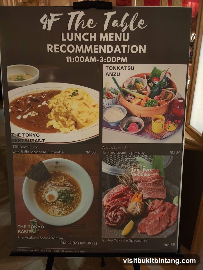 4F The Table Lunch Menu Recommendation