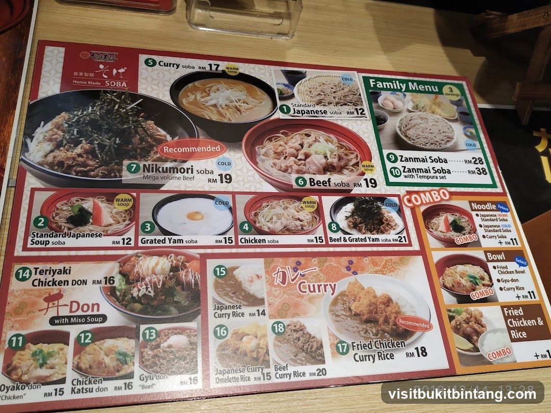 Home Made SOBA Menu