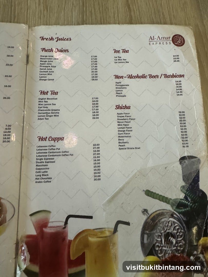 Al-Amar Express Menu