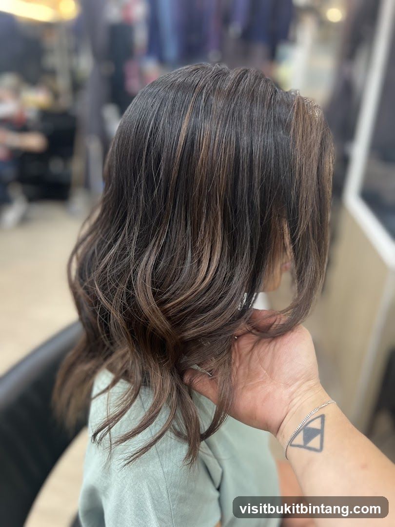 Hairdresser styling client's hair