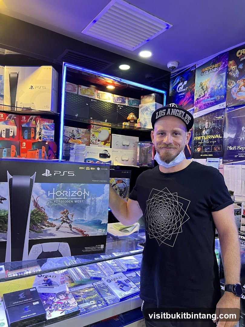 Man in a video game store