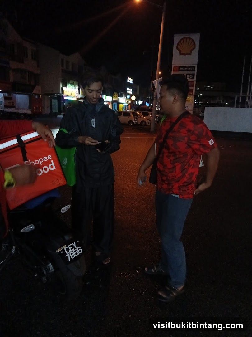 Delivery personnel at night