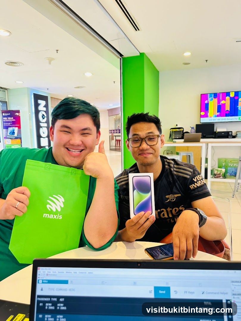 Two men with a new phone