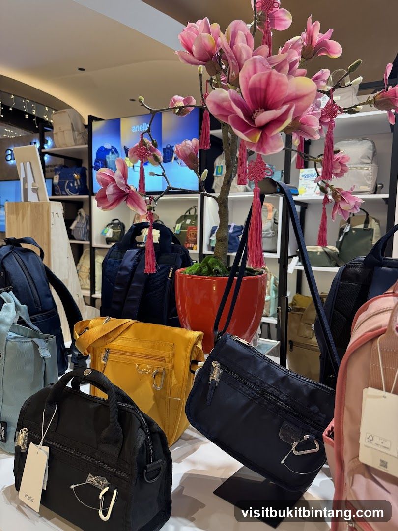 Display of Bags with Floral Decoration