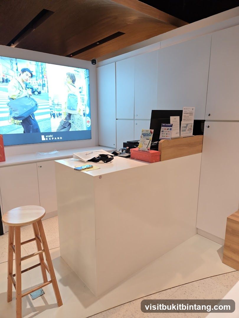 Store interior with display and counter