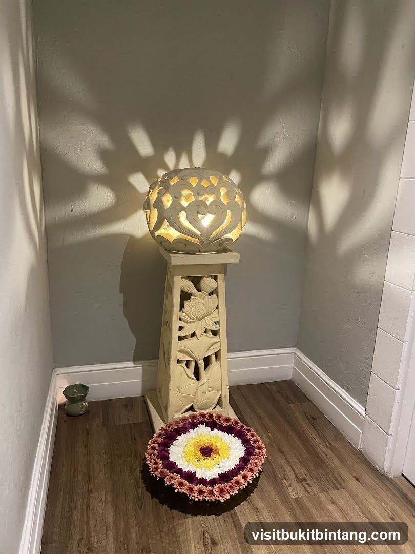 Decorative Corner with Lamp and Flowers