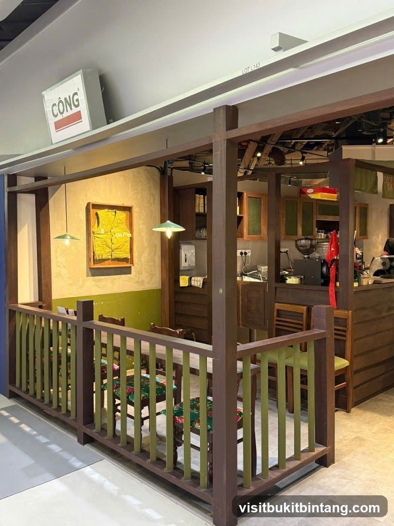 Interior of a cafe with wooden accents