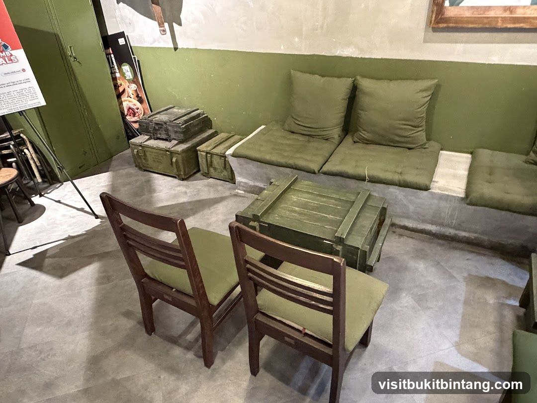 Military-themed seating area