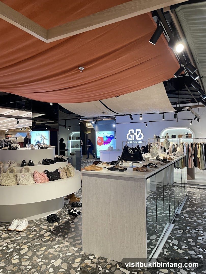 Fashion store interior with shoes and bags
