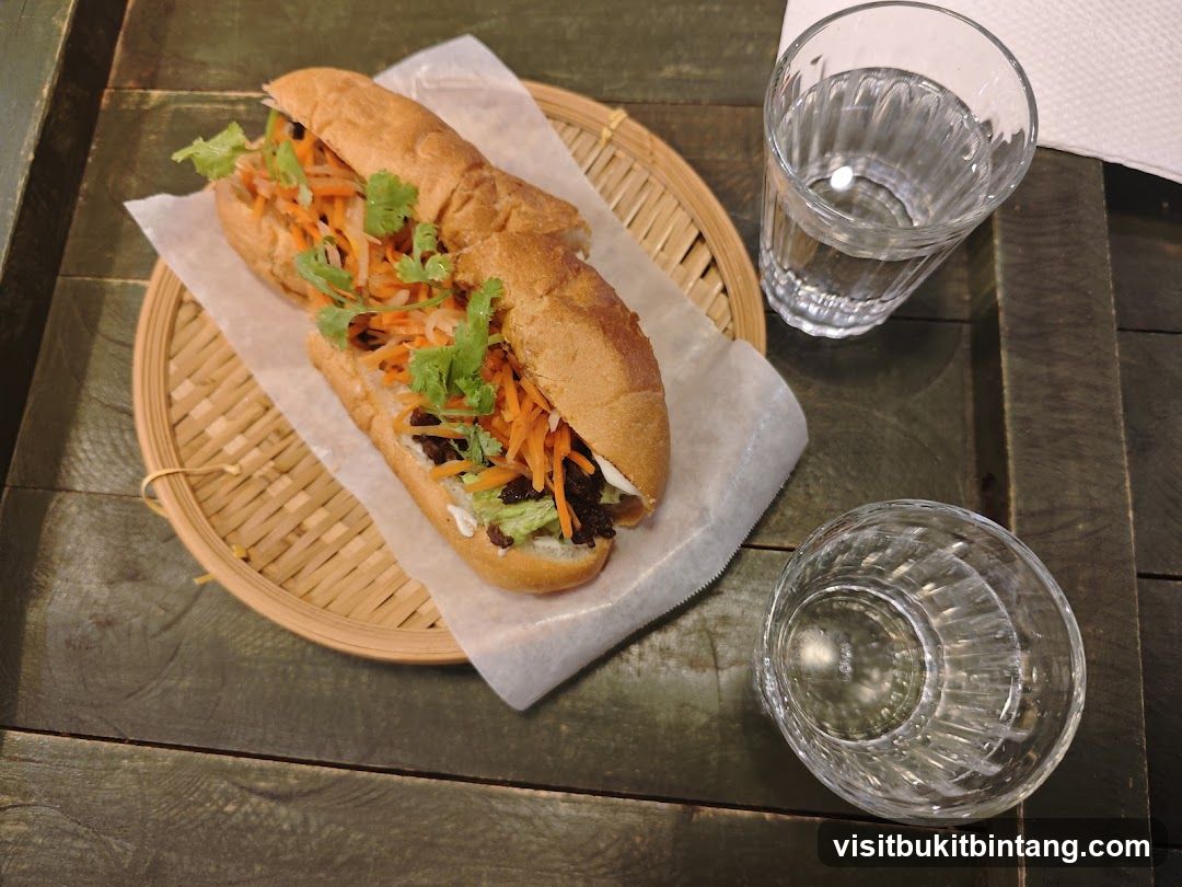Banh Mi Sandwich and Drinks