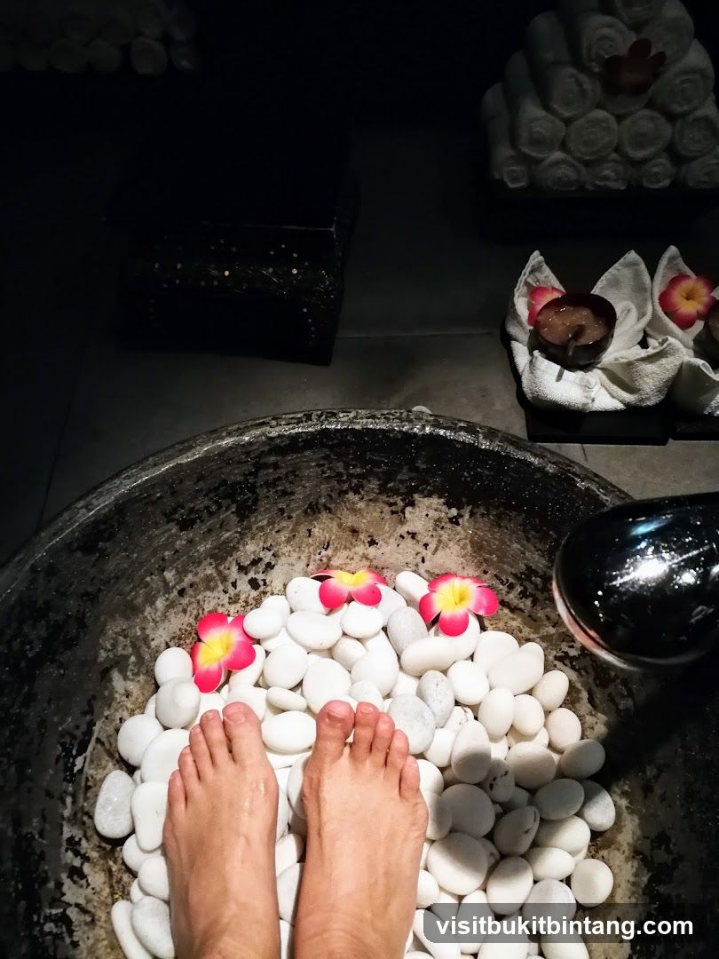 Foot Soak with Stones and Flowers
