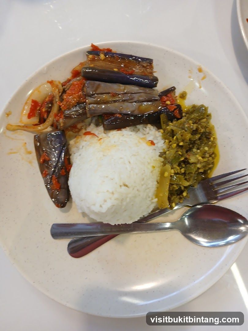 Plate of Rice with Eggplant and Green Chili