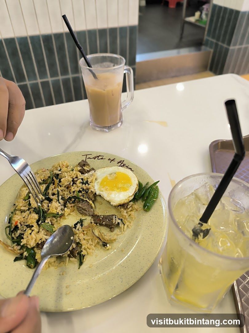 Fried Rice with Egg and Drinks