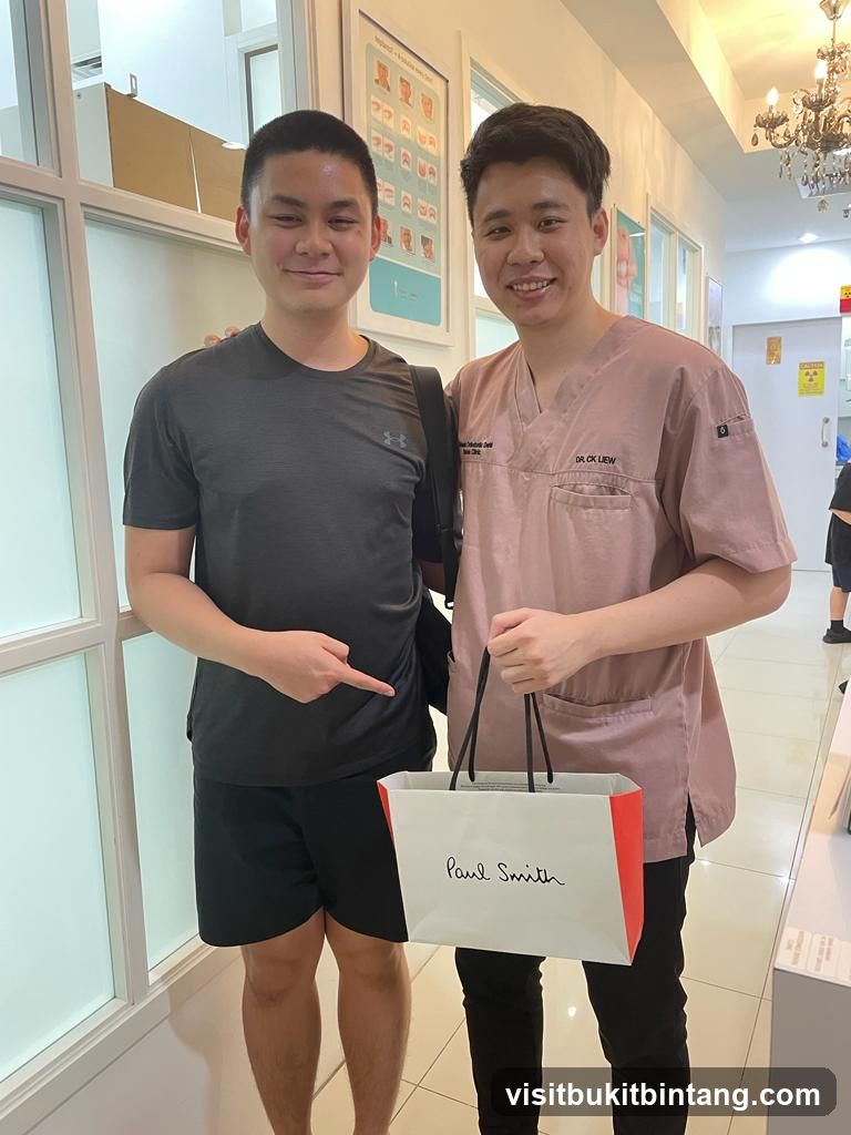 Two Men Posing with a Shopping Bag