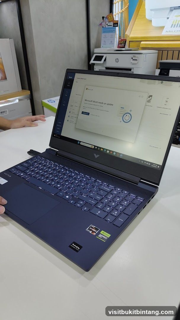 Laptop with Microsoft Word Update Prompt