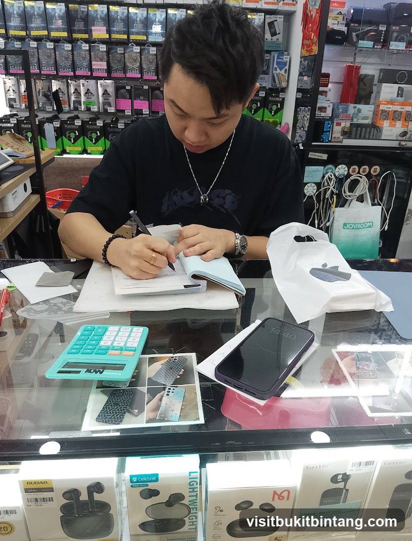 Man working at a counter