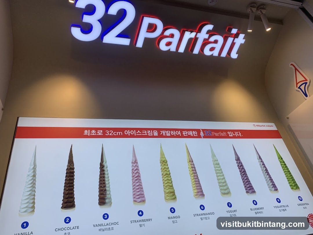 32 Parfait Ice Cream Menu