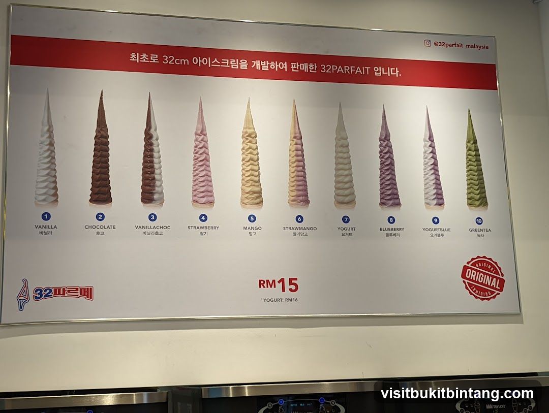 32 Parfait Ice Cream Menu