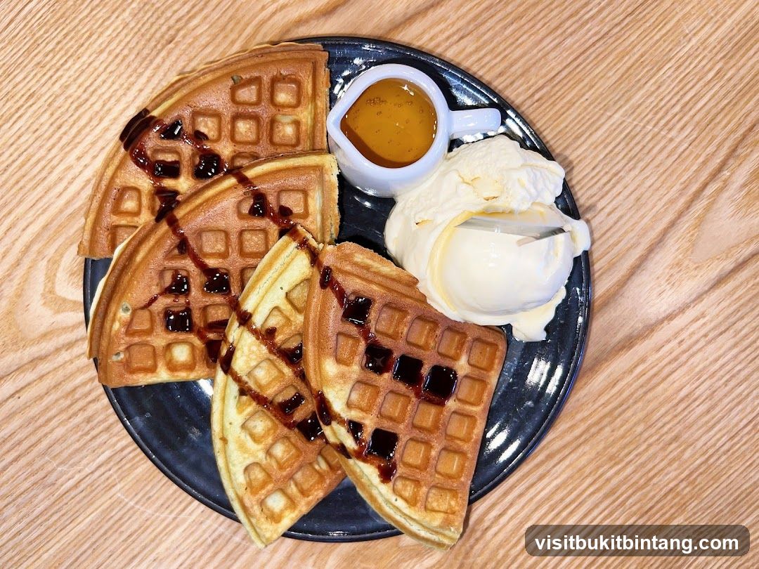 Waffles with Ice Cream and Syrup