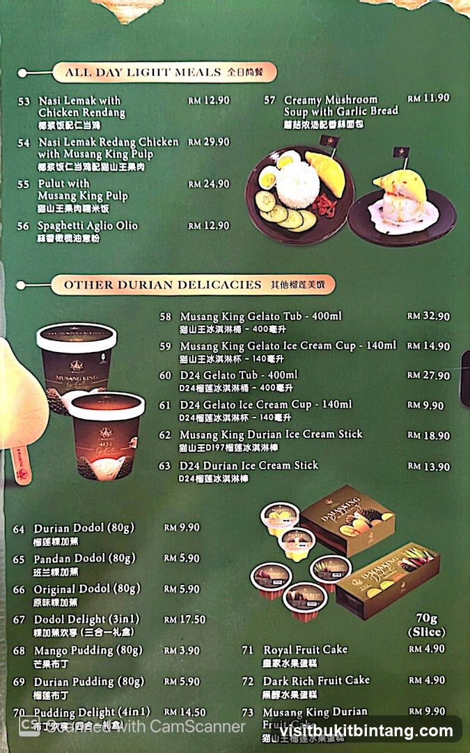 ALL DAY LIGHT MEALS & OTHER DURIAN DELICACIES
