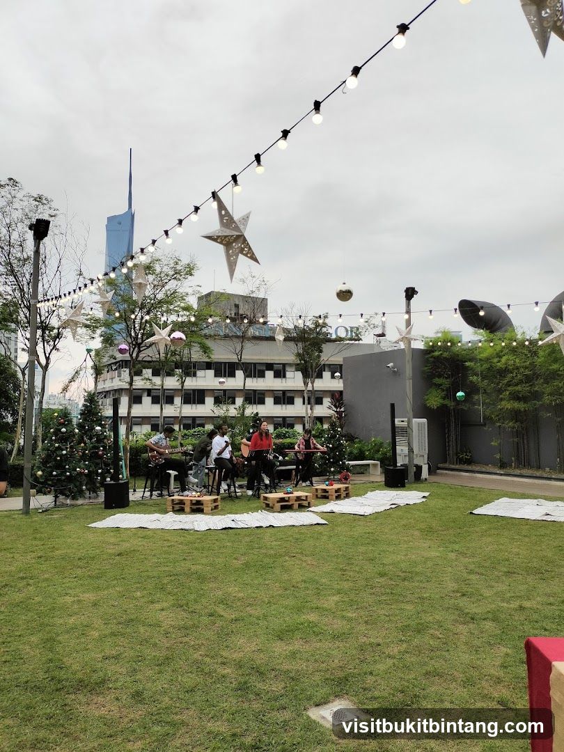 Outdoor performance with Christmas decorations