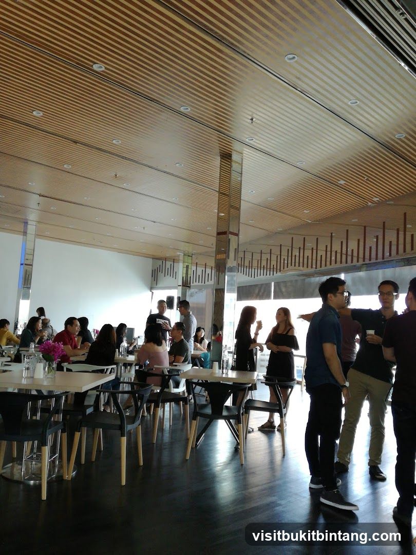 People socializing in a modern cafe