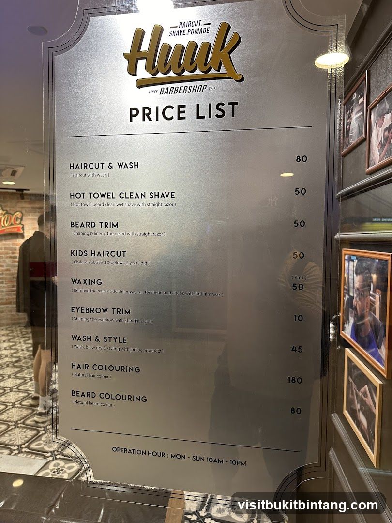 Huuk Barbershop Price List