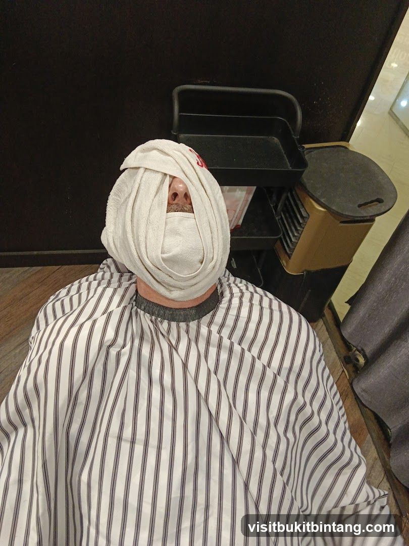 Barber Shop Client with Towel Wrap