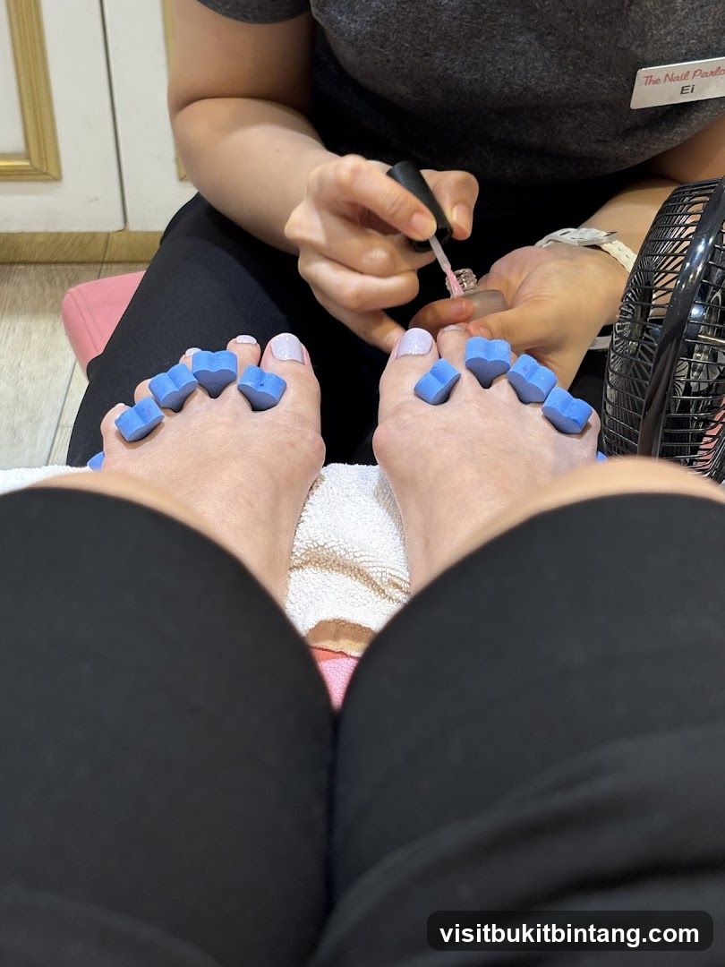 Pedicure in progress