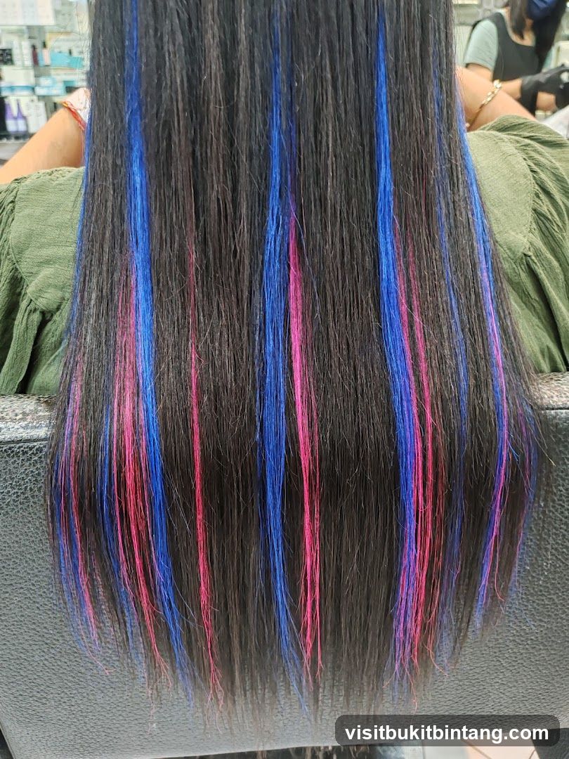 Hair with Blue and Pink Streaks