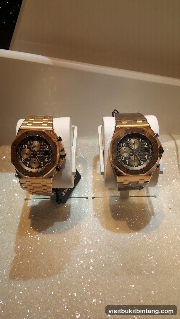 Two luxury watches on display