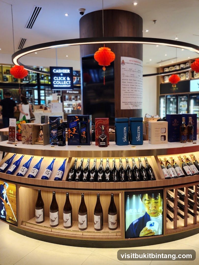 Alcohol display with Chinese New Year decorations