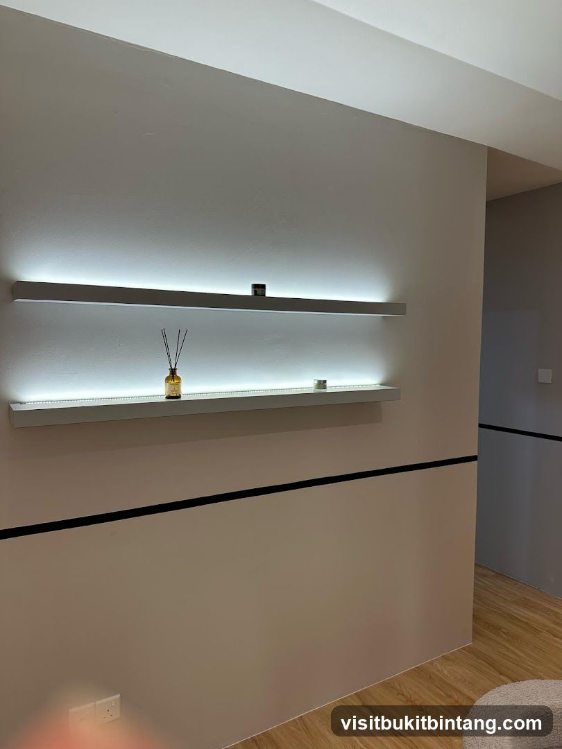 Modern Shelving with Ambient Lighting