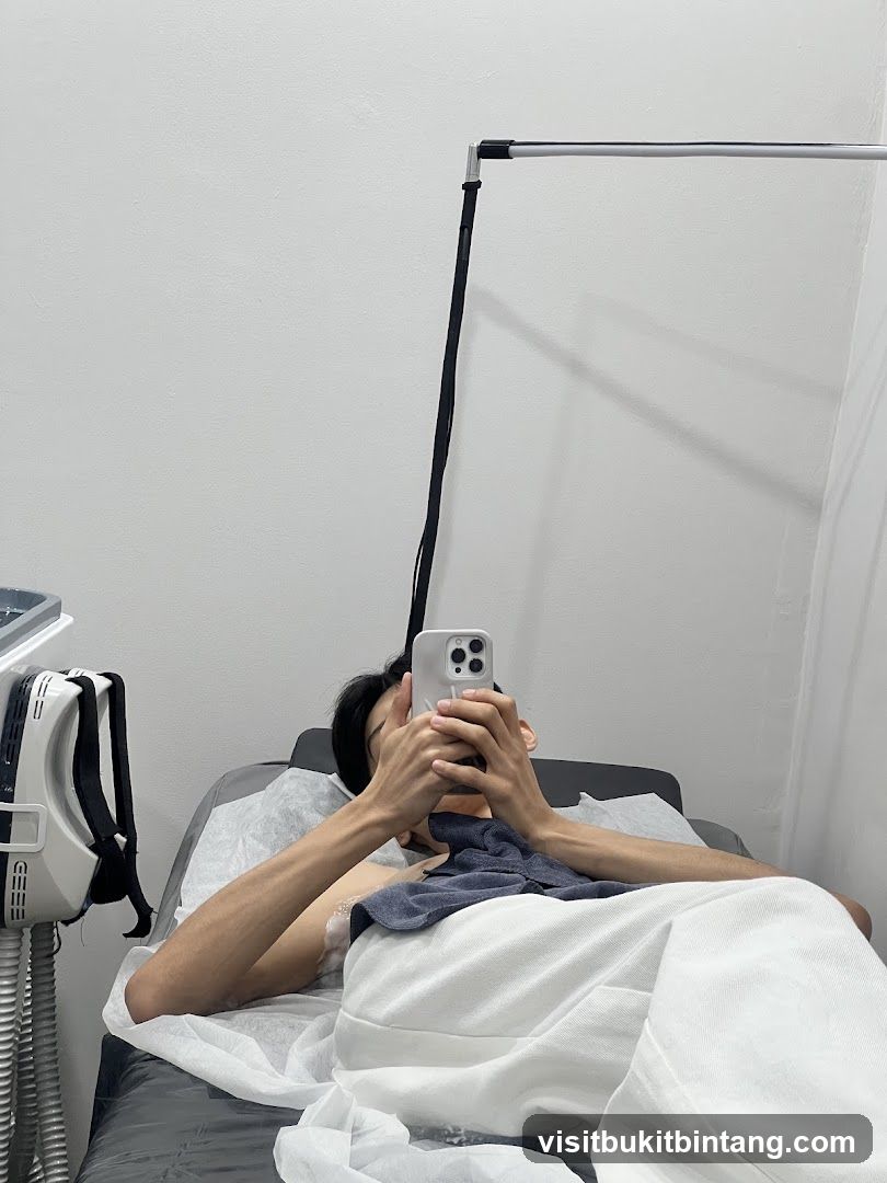 Person taking a selfie in a treatment room