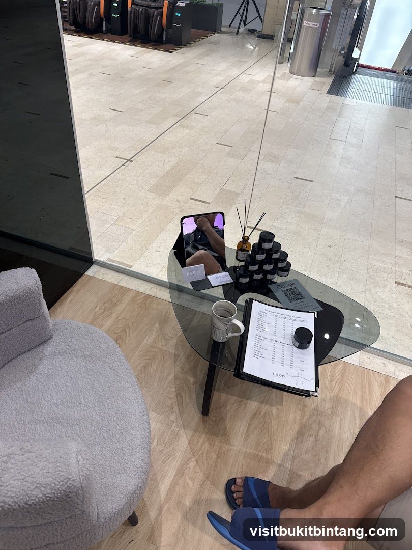 Waiting Area with Menu and Products