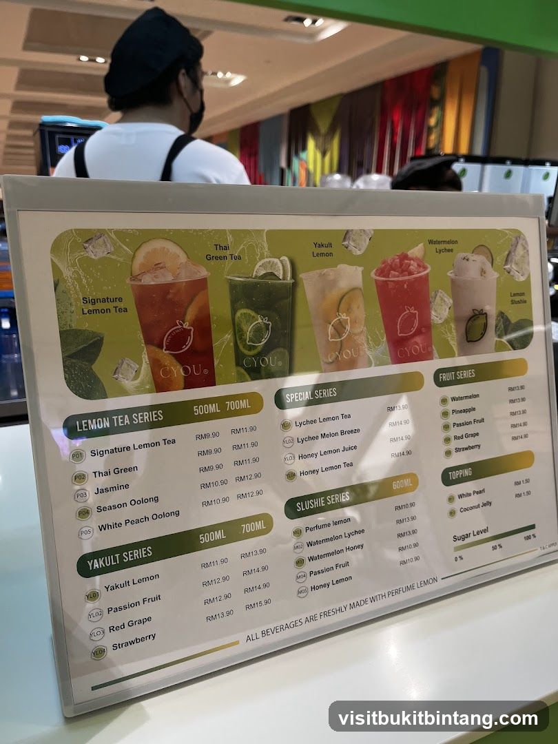 CYOU Lemon Tea Menu