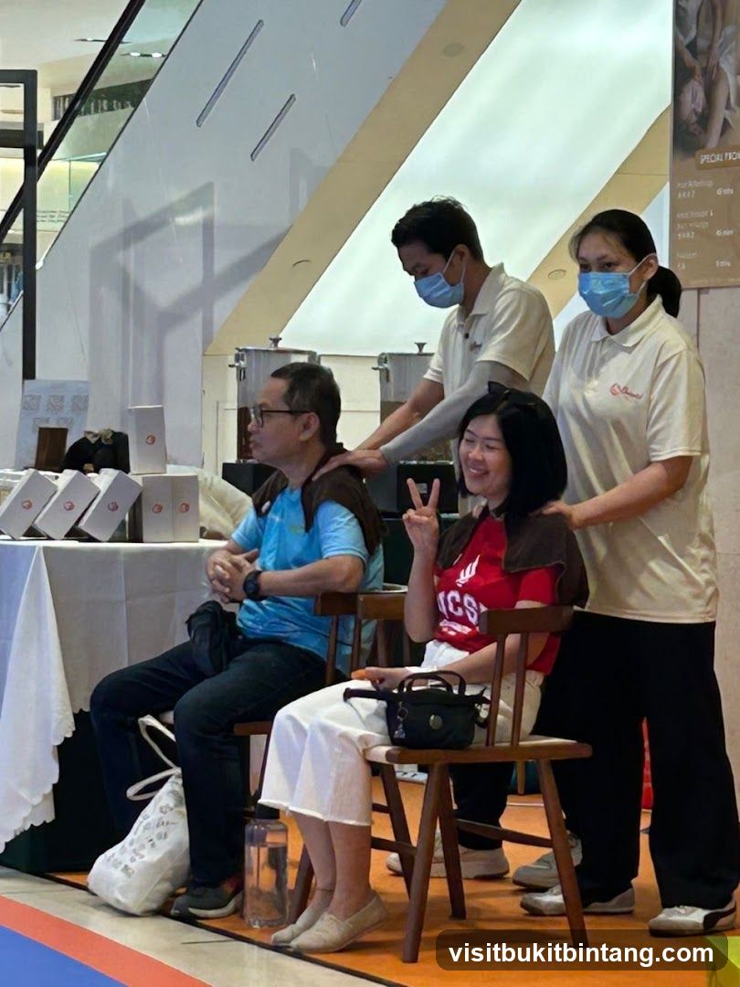 People receiving head massages