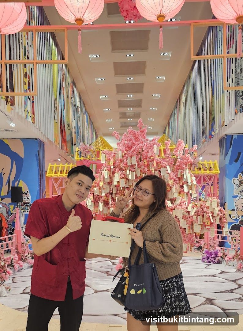 Couple Poses with Gift Box in Festive Setting