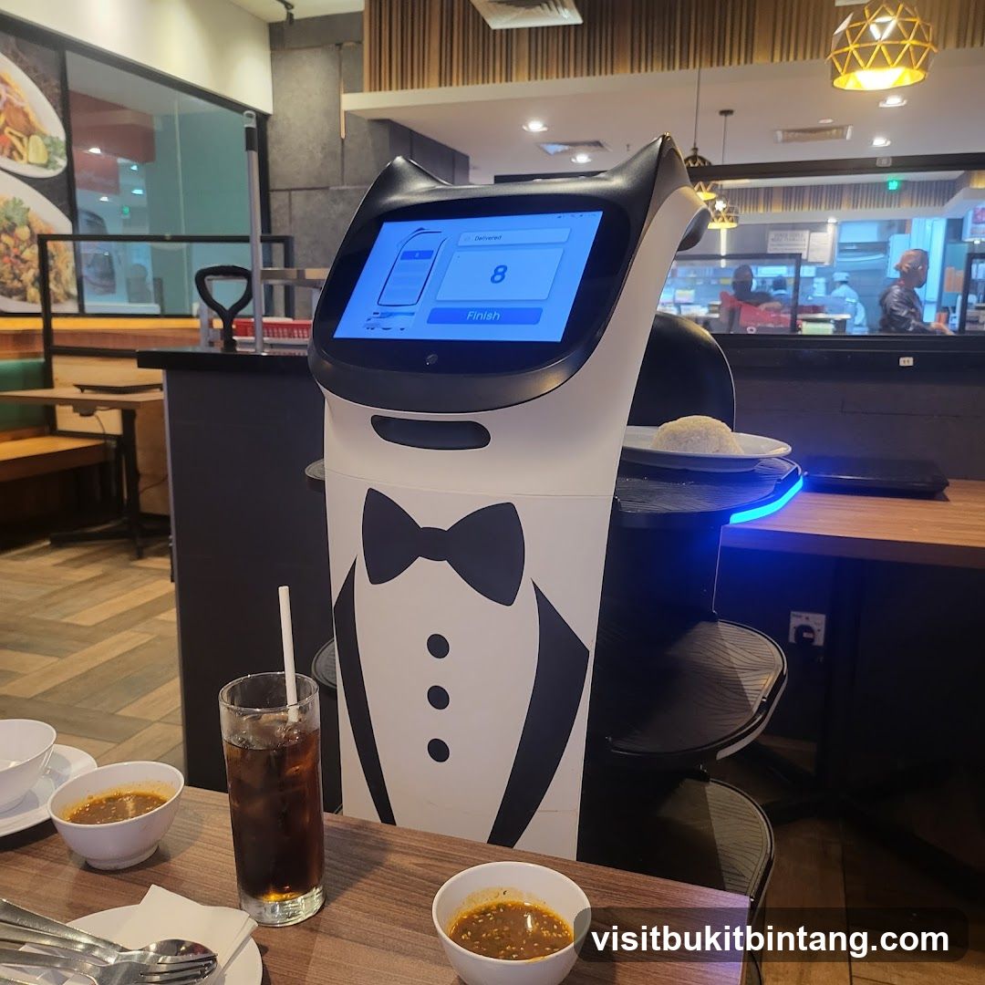 Robot waiter in a restaurant