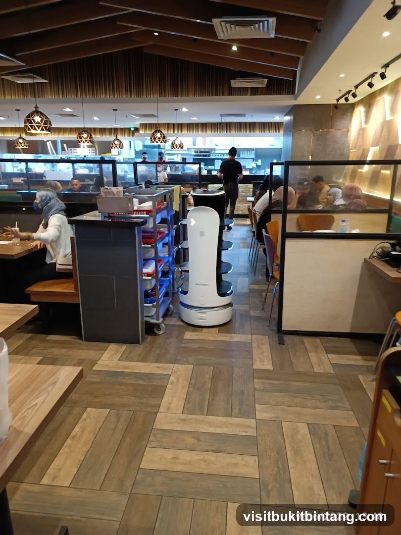 Restaurant Interior with Robotic Server