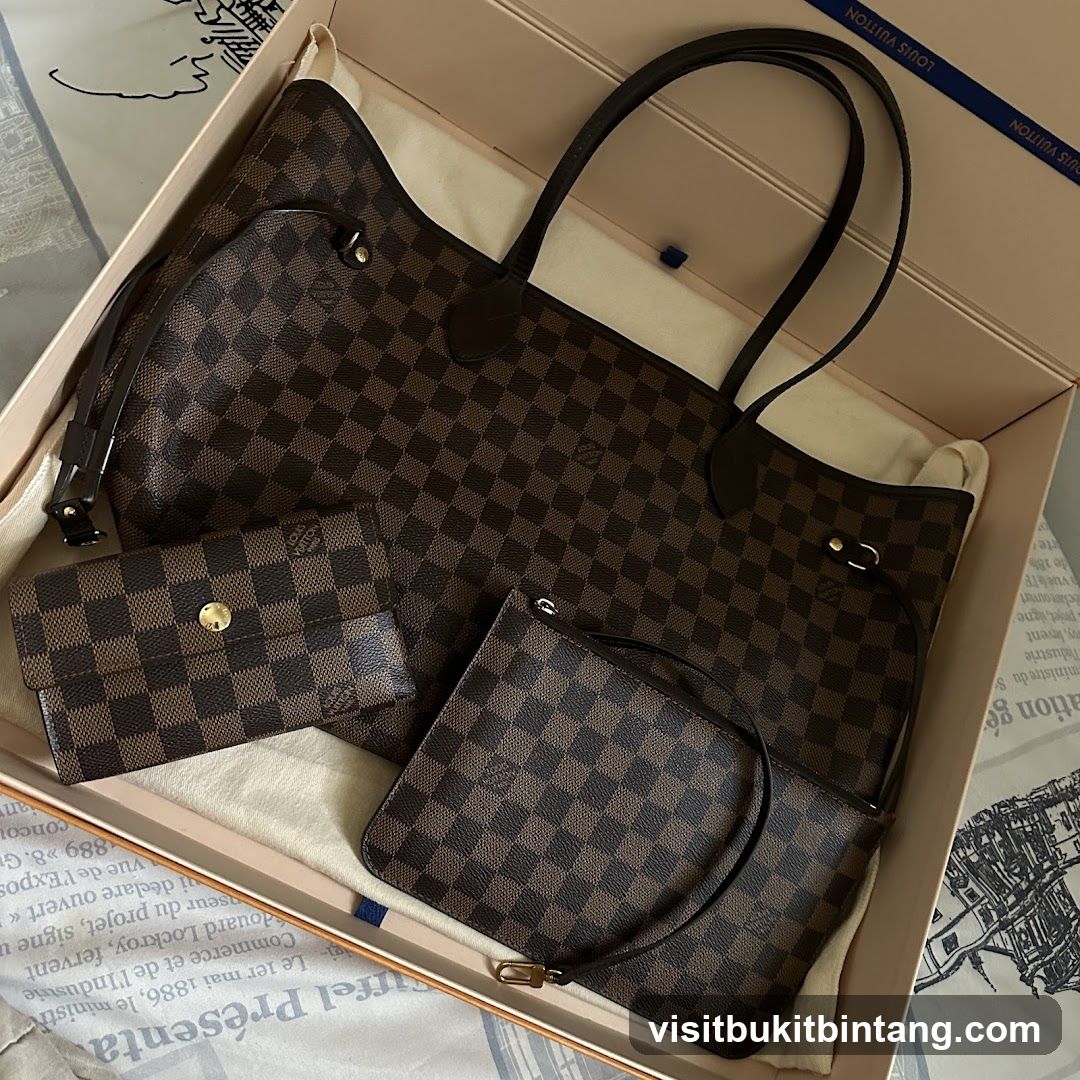 Louis Vuitton Damier Ebene Canvas Tote Bag Set