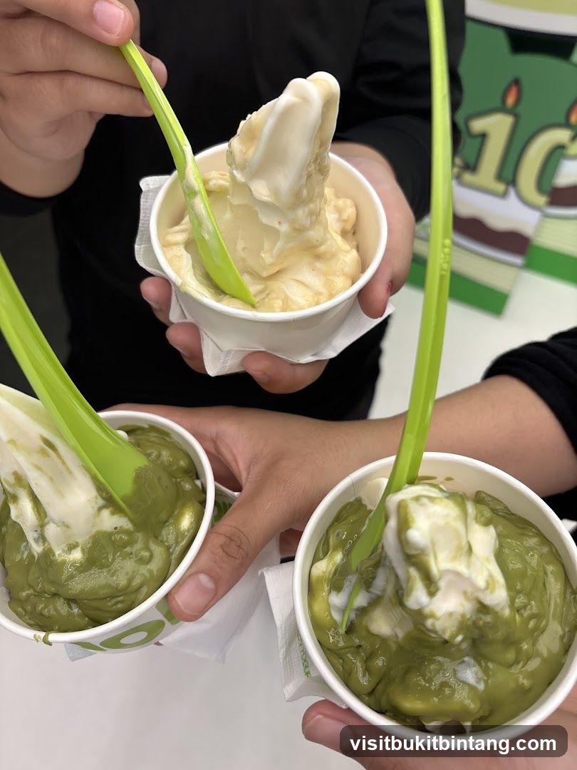 Three cups of frozen yogurt