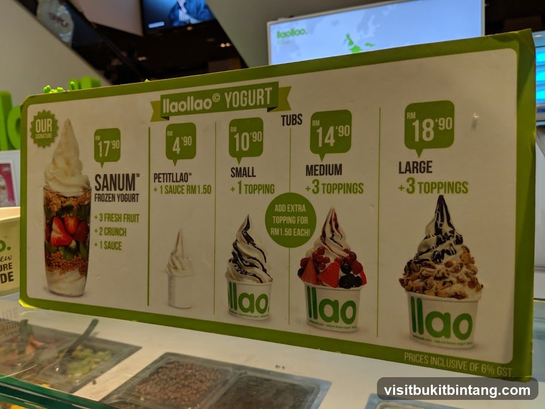 Ilaollao Yogurt Menu