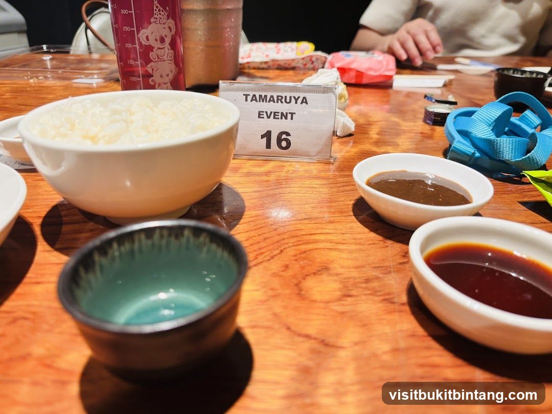 Table Setting with Rice and Sauces