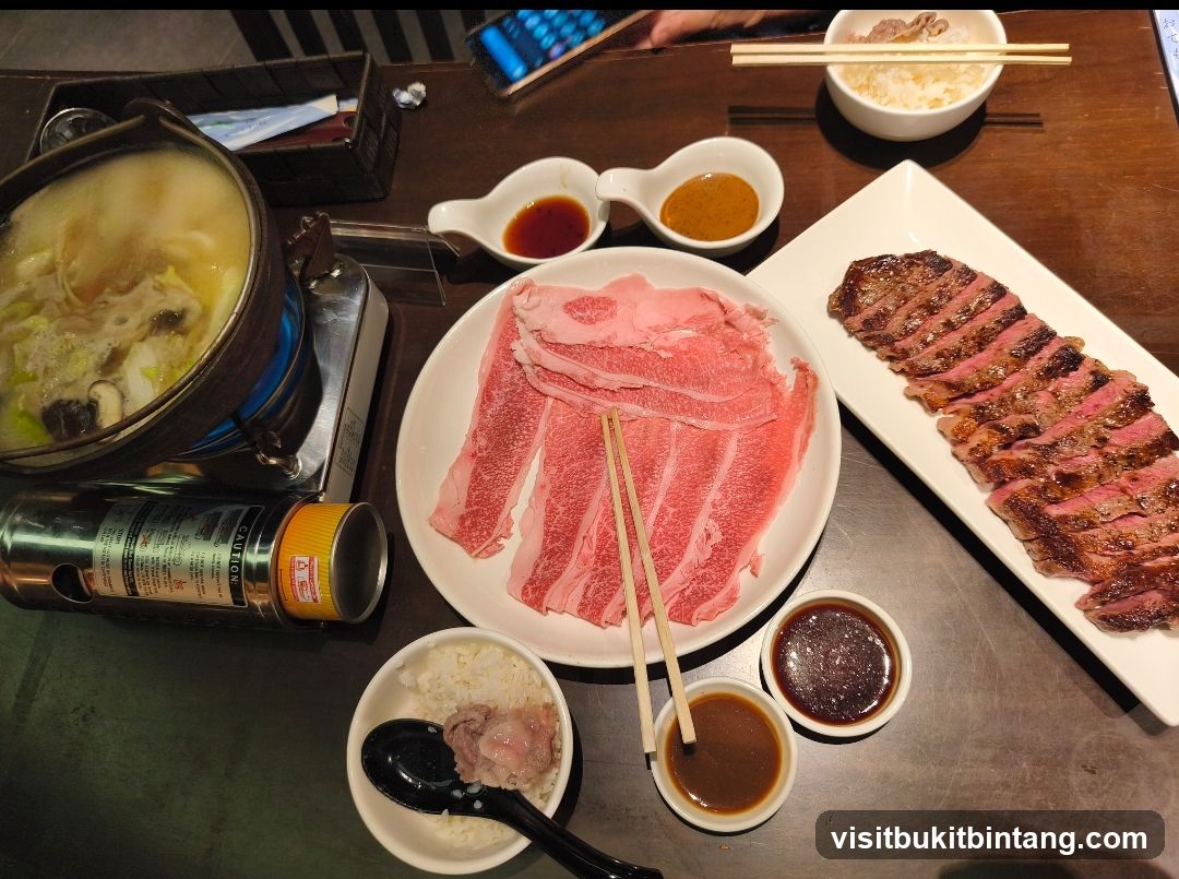 Shabu-shabu and sliced steak dinner